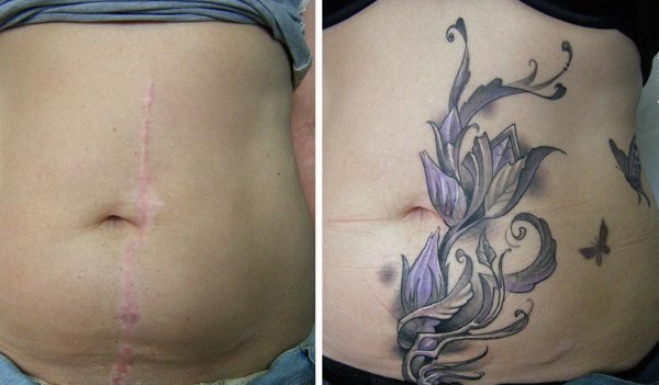 Tatouages ​​sur le ventre pour les filles après l'accouchement pour cacher les vergetures