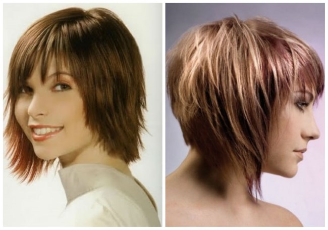 Coupes de cheveux pour femmes pour cheveux moyens avec une frange. Photo de coupes de cheveux à la mode pour les cheveux clairs, foncés et rouges