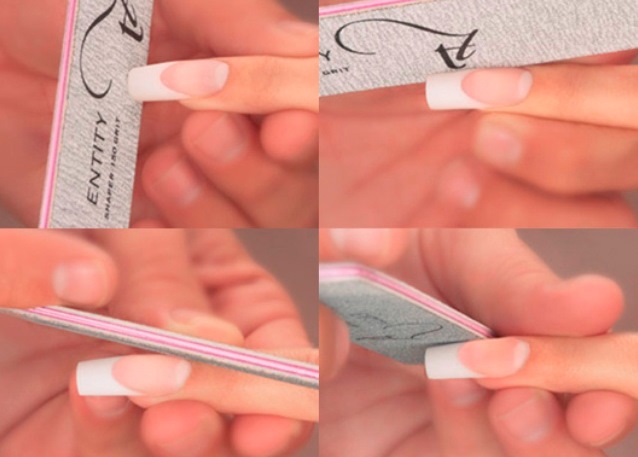 Francès amb un bonic patró. Extensió d'ungles en gel, idees de disseny de manicura francesa