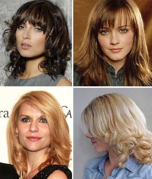 Coupes de cheveux pour cheveux moyens. Mode Belles Coiffures, Bangs, Décontracté, Fête, Simple