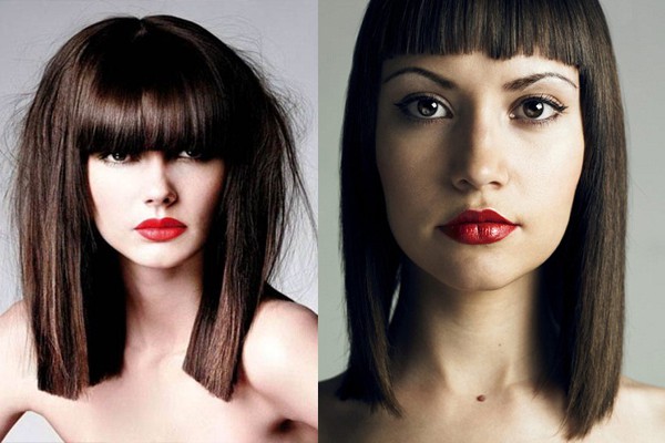 Coupes de cheveux pour femmes pour cheveux moyens avec une frange. Photo de coupes de cheveux à la mode pour les cheveux clairs, foncés et rouges