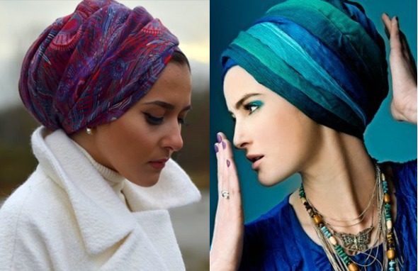 Qu'il est beau d'attacher un foulard sur la tête de différentes manières, comme un chapeau, pour le baptême, avec la queue vers le haut. Étape par étape avec photo