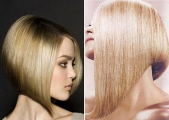 Coupe de cheveux Long bob pour les cheveux foncés, clairs et rouges - vues avant et arrière. Le schéma et la technique des coupes de cheveux avec une frange oblique et droite, sans frange. Une photo