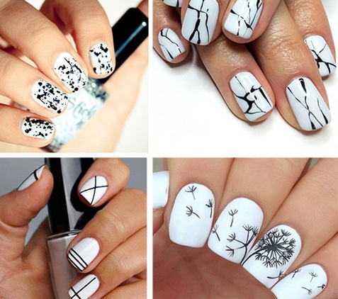 Manicura blanca per a ungles curtes. Articles nous i dissenys de moda amb or, pedreria, estampats, degradats, cintes, brous