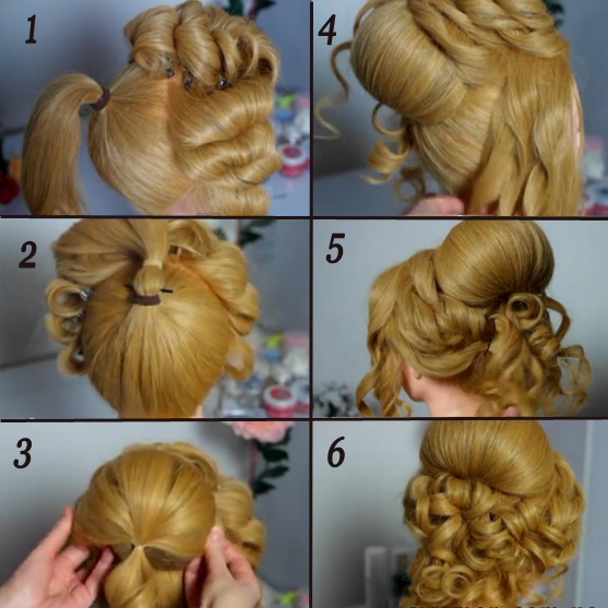 Coiffures pour filles avec des boucles pour cheveux longs, avec une tresse, un diadème, une couronne, des flagelles. Comment le faire étape par étape avec une photo. Cours vidéo