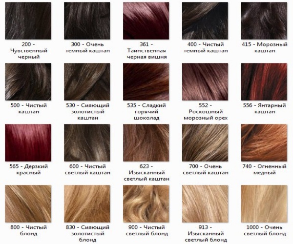 Coloration cheveux châtain clair Garnier, Estelle, Loreal, Kapus, Palet, Igor. Palette, photo sur cheveux