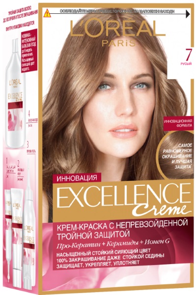 Tint de cabell Loreal Excellence. Paleta de colors, foto, selecció d’ombres, instruccions de tinció