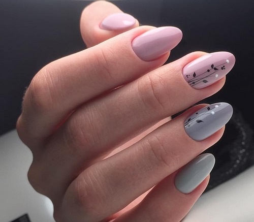 Manicura gris-rosa. Fotos, novetats. Tendències de disseny de moda 2020: francès, amb purpurina, pedreria, degradat, laca, ratlles