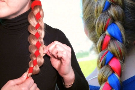 Coiffures avec tressage pour cheveux moyens avec frange, boucles, boucles, chignon, rubans