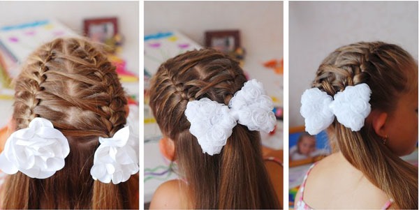 Coiffures pour cheveux moyens à l'école en 5 minutes légères, rapides, belles, avec une frange pour tous les jours, 1er septembre, remise des diplômes