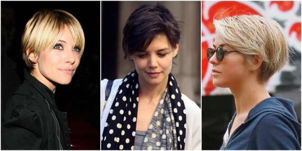 Coupe de cheveux Pixie pour cheveux courts. Photo vues avant et arrière: blondes, brunes, aux cheveux bruns, aux cheveux clairs