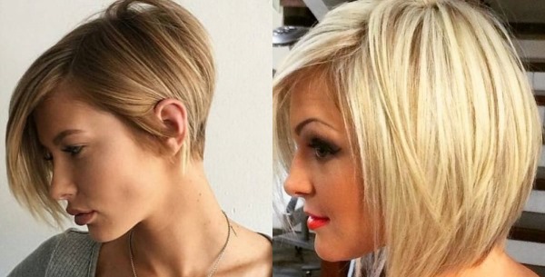 Coupes de cheveux asymétriques pour cheveux moyens pour femmes. Photo de qui convient, vues avant et arrière