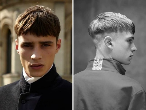 Coiffures pour cheveux moyens pour hommes avec des cheveux en retrait, un front haut, élégant. Une photo