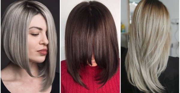 Coupes de cheveux multicouches pour femmes pour cheveux moyens avec une frange. Photos, options