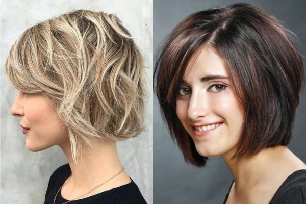 Coupes de cheveux multicouches pour femmes pour cheveux moyens avec une frange. Photos, options