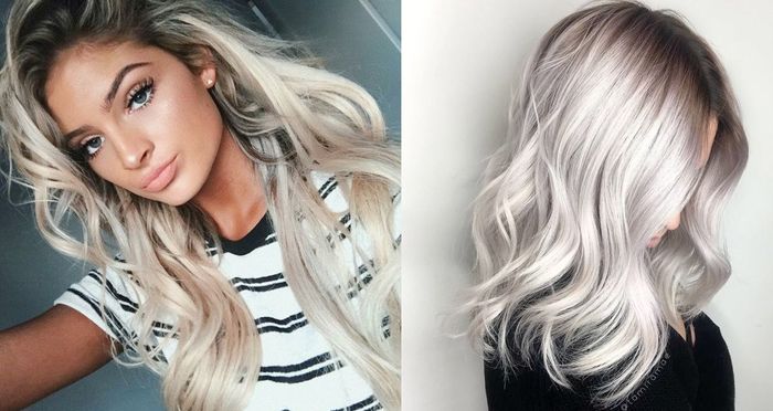 La couleur des cheveux est blonde platine. Photos avant et après coloration, shampooings teintés, toniques, peintures