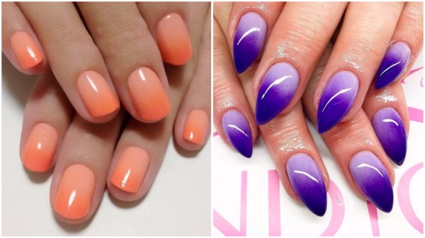 Ombre sur les ongles avec du vernis gel. Photo, comment le faire étape par étape, tutoriels vidéo pour les débutants