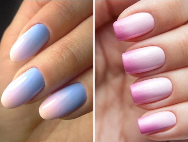 Ombre sur les ongles avec du vernis gel. Photo, comment faire étape par étape, des tutoriels vidéo pour les débutants