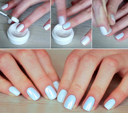 Esmalt de gel de manicura amb fregament de perles. Foto, disseny, com fer