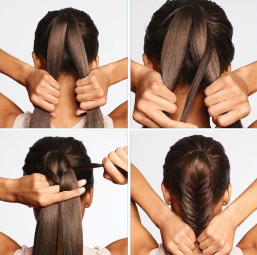 Une tresse volumineuse pour cheveux longs pour les filles. Photo, tissage étape par étape avec des bandes élastiques, sur le côté