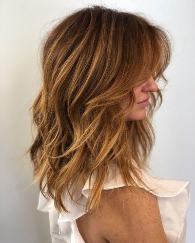 Haircut Shag (Shaggy) pour cheveux moyens. Photo de style avec et sans frange, vues avant et arrière