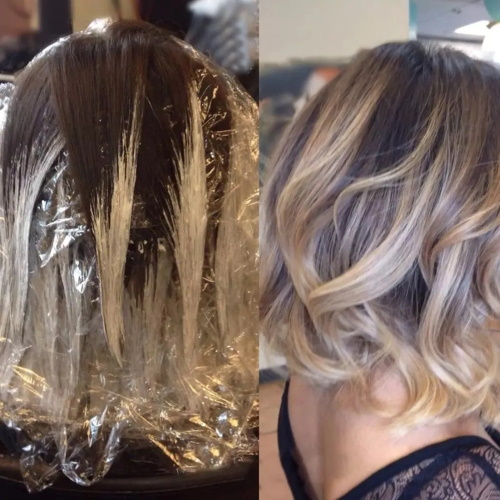 Balayage per a cabells curts. Foto, tècnica per tenyir rínxols clars i foscos