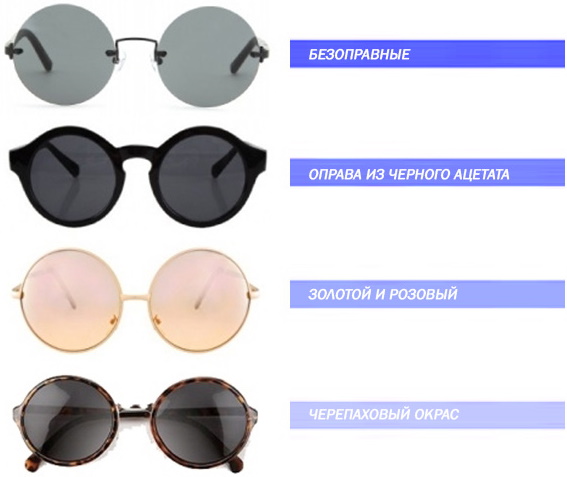 Lunettes rondes pour filles, lunettes de soleil. Comment s'appellent-ils, qui conviennent